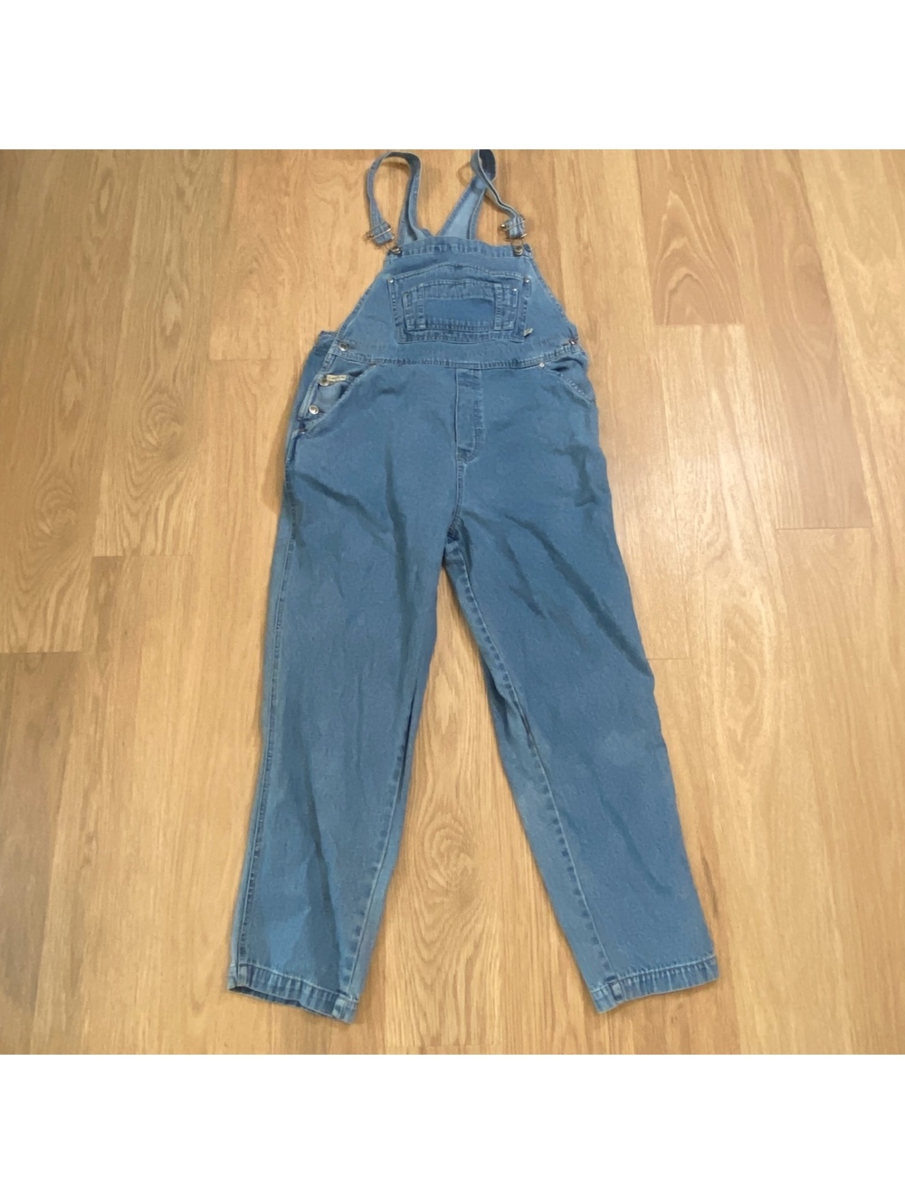 Route 66 Blue Denim Overalls Adjustable Straps Straight Leg Pockets